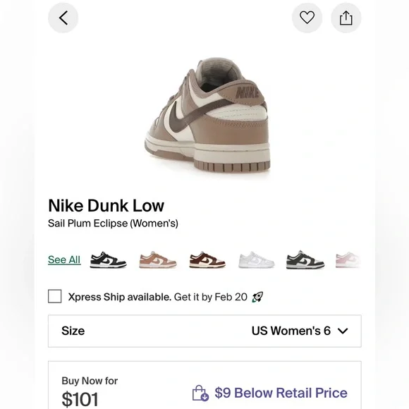 Nike Dunk Low Women's Sneakers in Sail and Plum - Picture 3 of 10